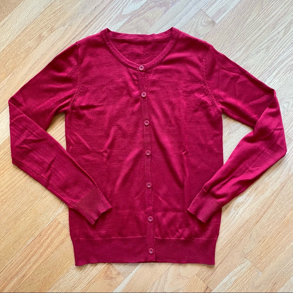Forever 21 Basic Red Cardigan Button Up